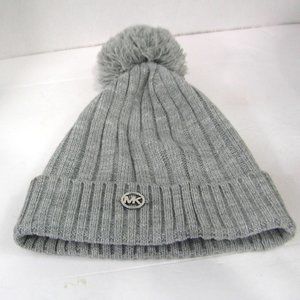 MICHAEL KORS KNIT BEANIE POM POM GRAY